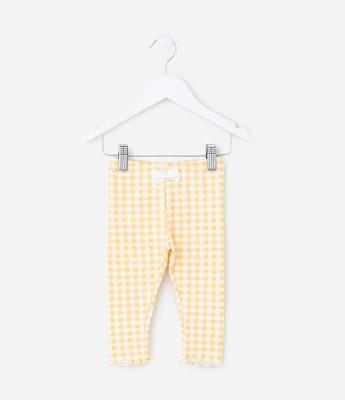 Calça Legging Infantil com Estampa Xadrez Vichy - Tam 0 a 18 meses