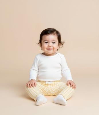 Calça Legging Infantil com Estampa Xadrez Vichy - Tam 0 a 18 meses