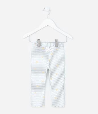 Calça Legging Infantil com Estampa Listrada - Tam 0 a 18 meses
