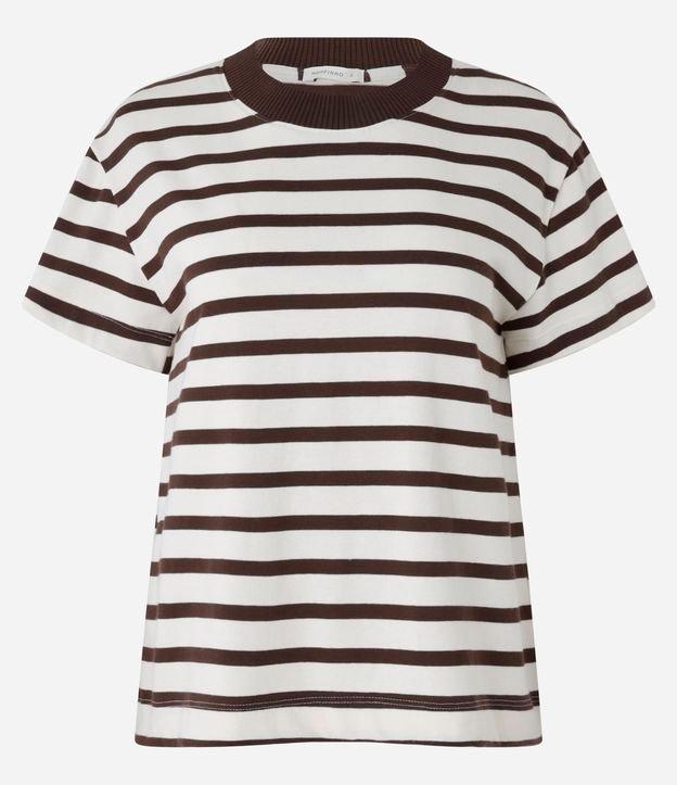 Blusa Slim Listrada em Algodão com Gola Contrastante - 1