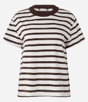 Blusa Slim Listrada em Algodão com Gola Contrastante - 1