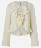 Camisa em Crepe com Efeito Airflow com Amarradinho e Babado - 1