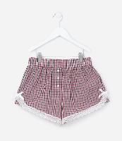 Short Inafntil com Rendinha e Estampa Xadrez - Tam 5 a 14 Anos - 1
