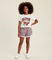 Short Inafntil com Rendinha e Estampa Xadrez - Tam 5 a 14 Anos - 2