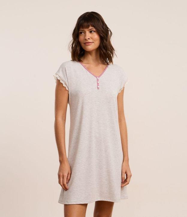 Camisola Curta com Detalhe de Renda e Viés Contrastante - 2