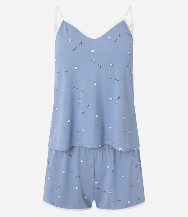 Pijama Short Doll em Microfibra com Estampa Bolinha de Beisebol e Alcinha - 1