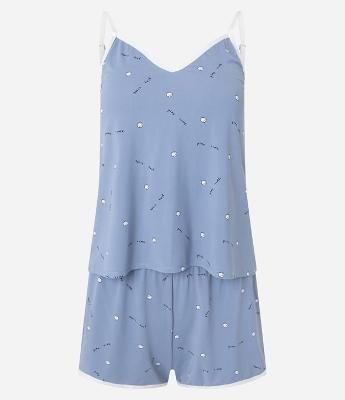 Pijama Short Doll em Microfibra com Estampa Bolinha de Beisebol e Alcinha