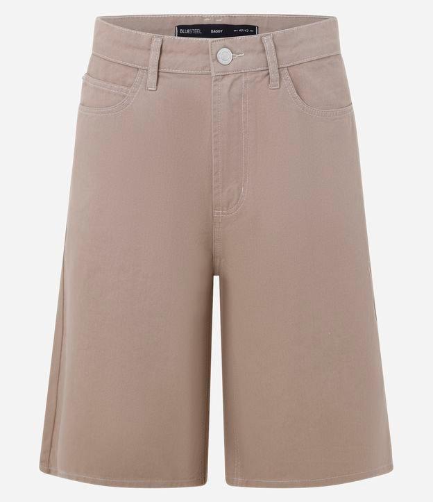 Bermuda Baggy Relaxed em Sarja com Pespontos Contrastantes - 1