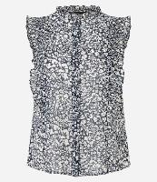 Camisa em Chiffon com Babados e Estampa Floral Arabesco - 1