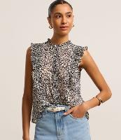 Camisa em Chiffon com Babados e Estampa Floral Arabesco - 2