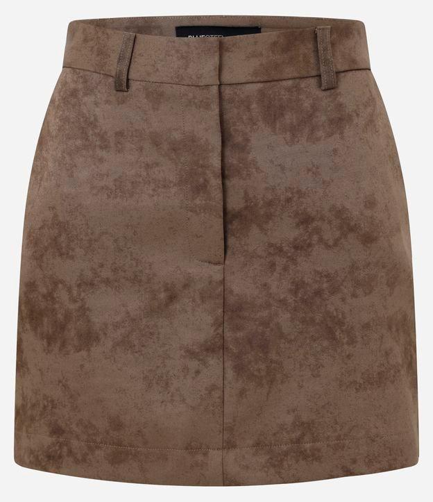 Mini Saia em Alfaiataria Manchada com Passantes e Corte Reto - 1