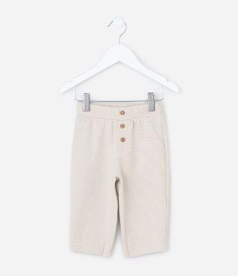 Calça infantil com Botões Texturizada - Tam 0 a 18 meses