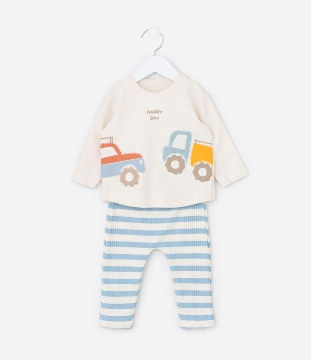 Conjunto Infantil com Estampa Carros Interativos  - Tam 0 a 18 meses - 1