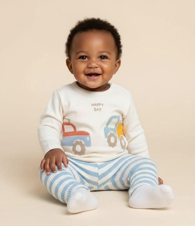 Conjunto Infantil com Estampa Carros Interativos  - Tam 0 a 18 meses - 3