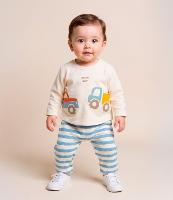 Conjunto Infantil com Estampa Carros Interativos  - Tam 0 a 18 meses - 2