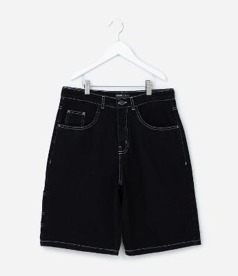 Bermuda Steet em Jeans com Costura Contrastante- Tam 5 A 14 Anos