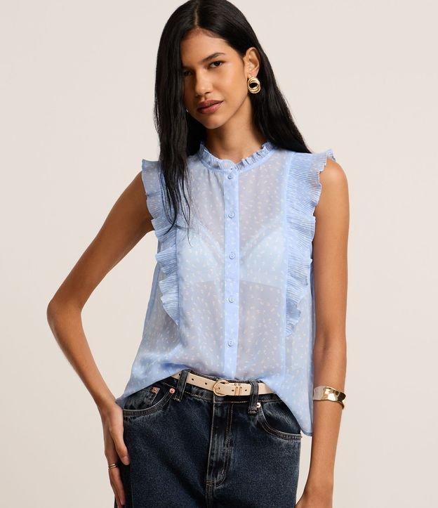 Camisa em Chiffon com Babados e Estampa Floral - 1