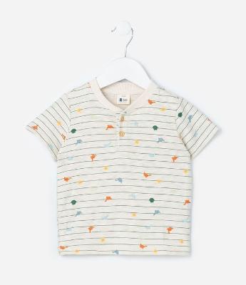 Camiseta Infantil com Estampa Mini Dinos - Tam 0 a 18 meses