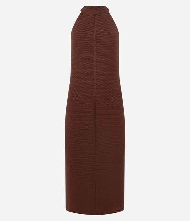 Vestido Reto Longo em Tricô com Ponto Texturizado - 1