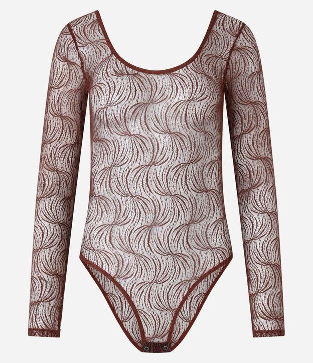Body em Tule com Renda e Manga Longa - 1