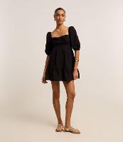 Vestido Curto em Tricoline com Manga 3/4 Bufante - 2