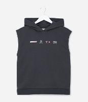 Regata Infantil em Moletinho com Estampa Lettering e Capuz - Tam 5 A 14 Anos - 1