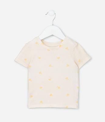 Blusa Canelada com Estampa de Tulipas - Tam 1 A 5 Anos