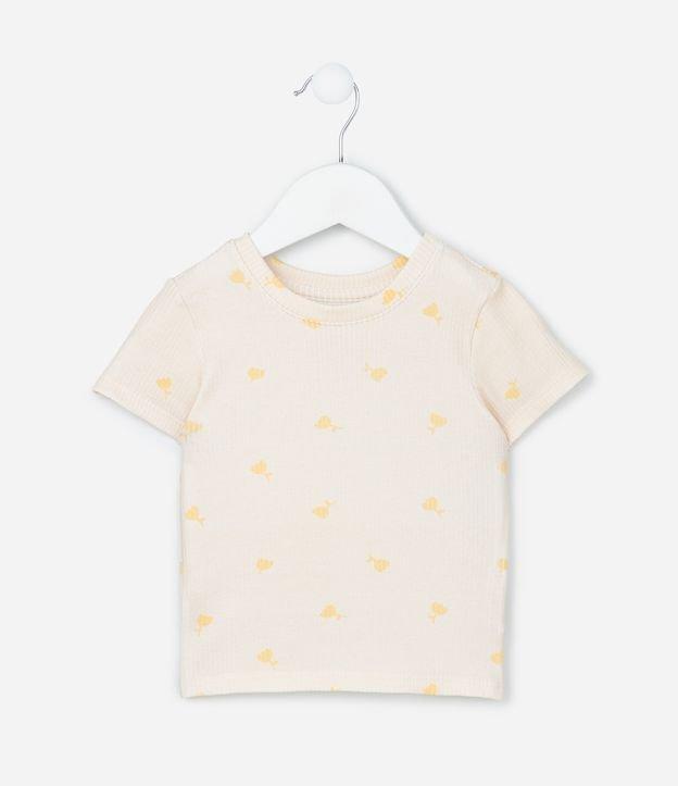 Blusa Canelada com Estampa de Tulipas - Tam 1 A 5 Anos - 1