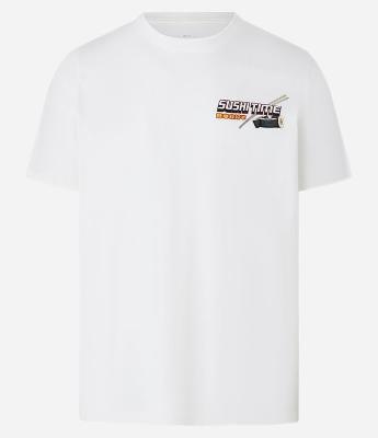 Camiseta Regular em Algodão com Estampa de Sushi