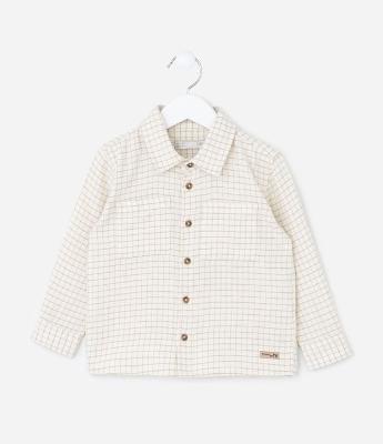 Camisa Infantil em Flanela com Estampa Quadriculada - Tam 1 a 6 Anos