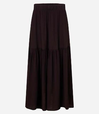 Saia New Midi em Crepe com Babado e Cós Elástico Java