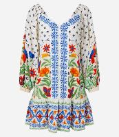 Vestido Curto em Chalis com Decote Coração e Estampa Floral - 1