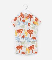 Conjunto Infantil em Tricoline Estampado de Dinossauro e Palmeira - Tam 0 a 18 meses - 1