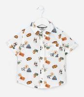 Camisa Infantil com Bolso e Estampa de Dinos - Tam 1 a 6 Anos - 1
