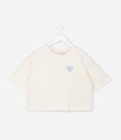 Camiseta Boxy Curta Infantil com Bordado Coração - Tam 5 a 14 Anos - 1