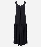 Vestido Evasê Longo em Crepe com Franzido no Busto - 1