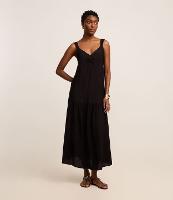 Vestido Evasê Longo em Crepe com Franzido no Busto - 2