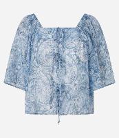 Blusa Boho em Chiffon com Decote Quadrado e Estampa Paisley - 1