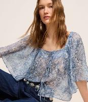 Blusa Boho em Chiffon com Decote Quadrado e Estampa Paisley - 2