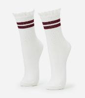 Meia Cano Médio Individual em Algodão com Listras e Babado - 1