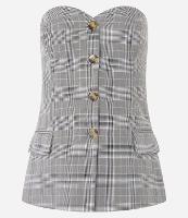 Blusa Colete Alfaiatada Xadrez com Decote Coração - 1