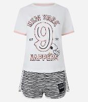 Pijama Short Doll em Algodão com Estampa Snoopy e Short Listrado - 1