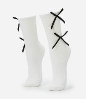 Meia Cano Alto em Algodão com Laços Contrastantes - 1