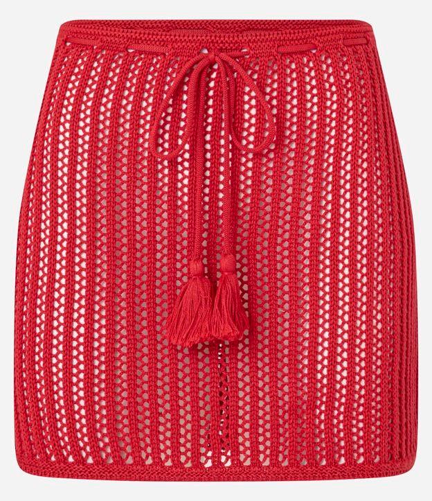 Saída de Praia Saia Efeito Crochê com Amarração e Tassel - 1