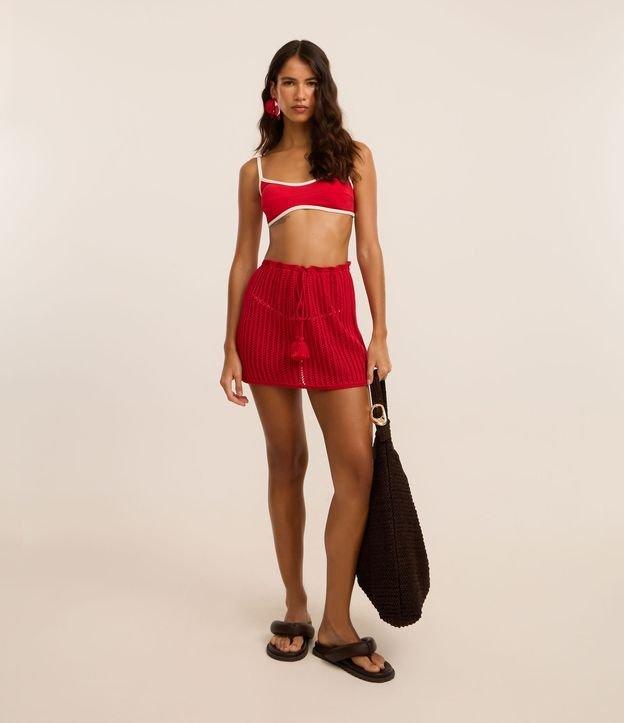 Saída de Praia Saia Efeito Crochê com Amarração e Tassel - 3