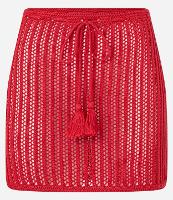Saída de Praia Saia Efeito Crochê com Amarração e Tassel - 1