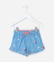 Short Infantil com Babadinhos e Estampa Corações - Tam 1 a 6 Anos - 1