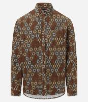 Camisa em Veludo com Estampa Geométrica e bolso - 1