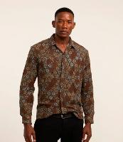 Camisa em Veludo com Estampa Geométrica e bolso - 2