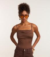 Body com Pregas no Decote e Alça Fina - 2